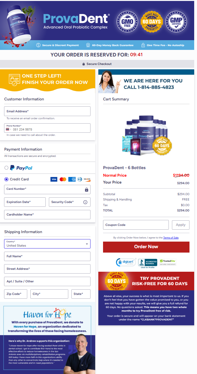 ProvaDent Official Website Secure Order Page